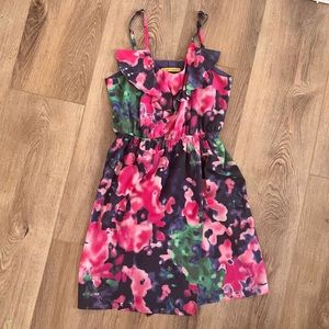 Alice + Olivia Women’s Mai Ruffle Top Watercolor Dress Size Medium